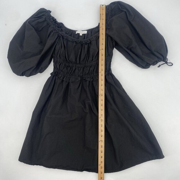 House Of Harlow 1960 Black Puff Sleeve Square Neck Peasant Mini Dress Size M - Picture 16 of 16